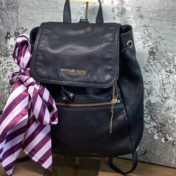 Michael Kors Black Leather Backpack - Picture 1 of 11